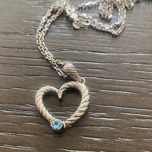 Silver & 18 karat gold Phillip Gavrial Pendant Necklace with Blue Gemstone